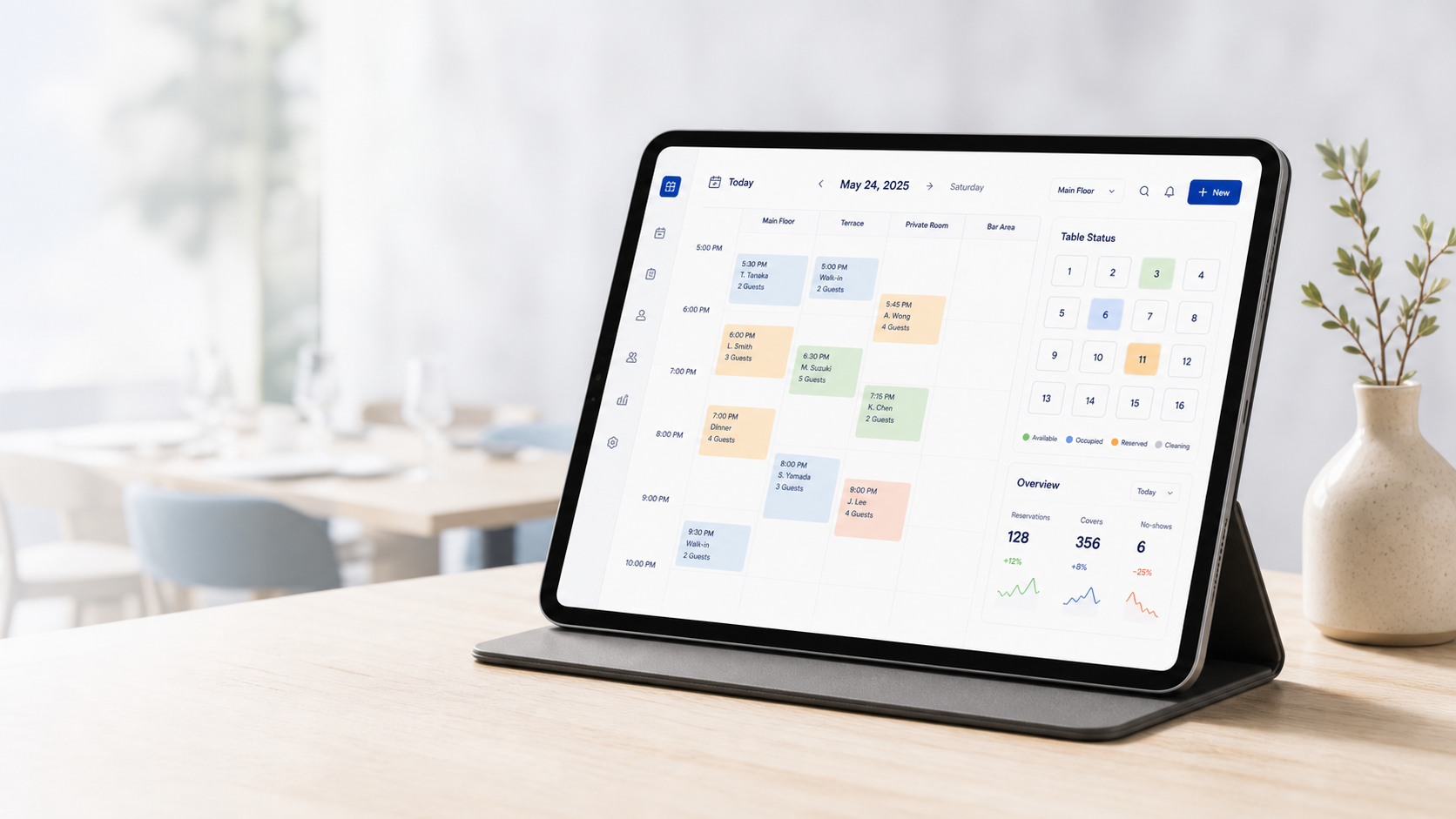 tebole reservation dashboard on tablet
