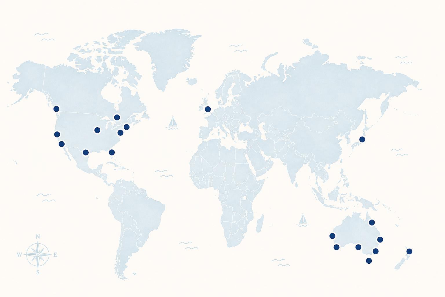 Global launch markets map