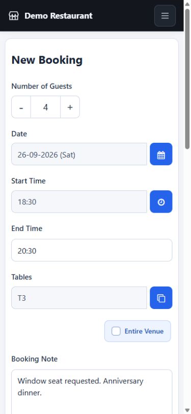 tebole 3.0.0 mobile booking management screen